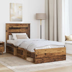 Bed Frame with Headboard Old Wood 90 x 190 cm Solid Pine Wood