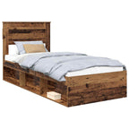 Bed Frame with Headboard Old Wood 90 x 190 cm Solid Pine Wood