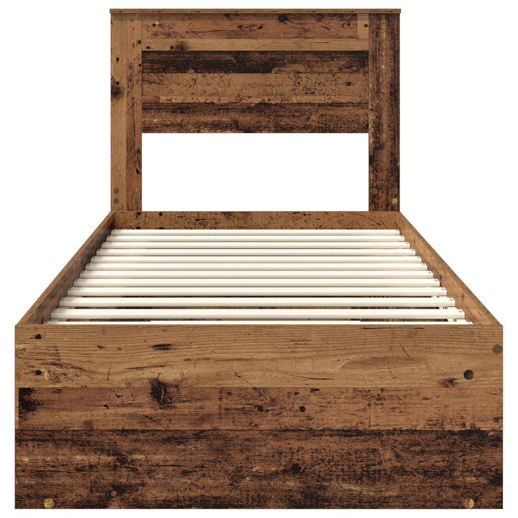 Bed Frame with Headboard Old Wood 90 x 190 cm Solid Pine Wood