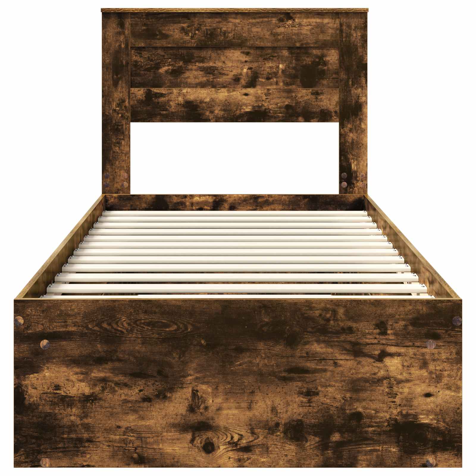 Bed Frame with Mattress Smoked Oak 90 x 200 cm Solid Pine Wood