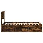 Bed Frame with Mattress Smoked Oak 90 x 200 cm Solid Pine Wood