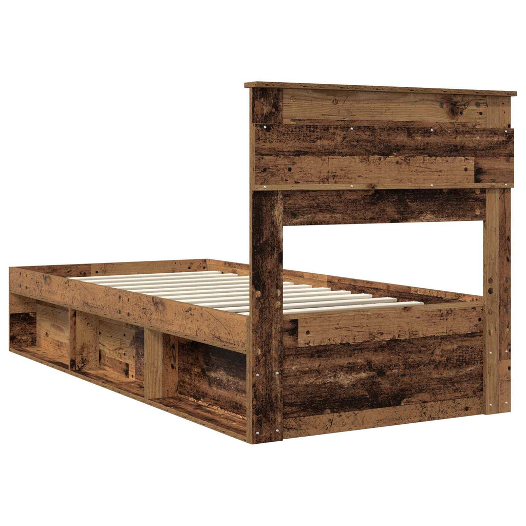 Bed Frame with Headboard Old Wood 90 x 200 cm Solid Pine Wood