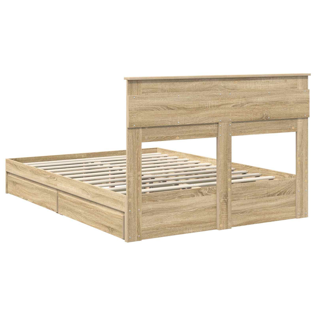 Storage Bed with Drawer Sonoma Oak 150 x 200 cm Engineered Wood
