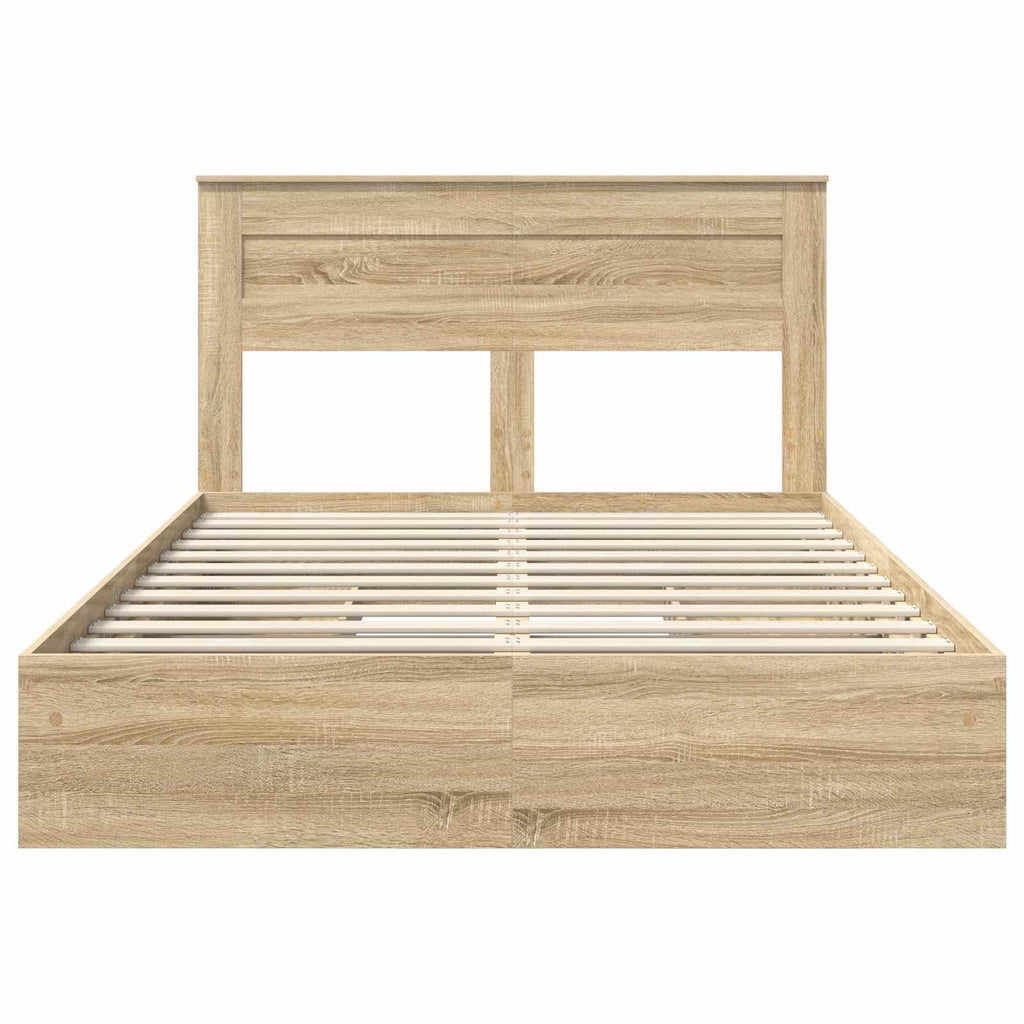 Storage Bed with Drawer Sonoma Oak 150 x 200 cm Engineered Wood