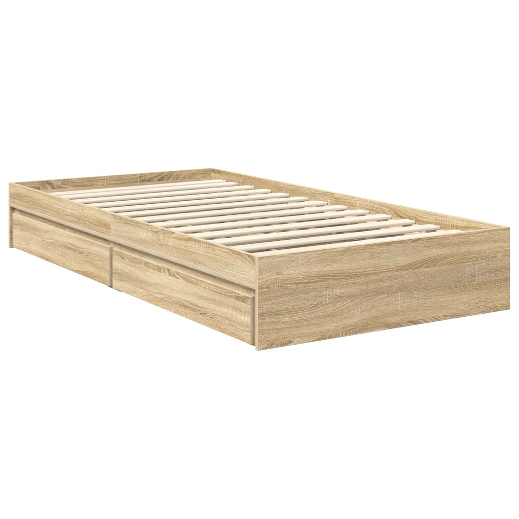 Storage Bed with Drawer Sonoma Oak 90 x 190 cm Engineered Wood