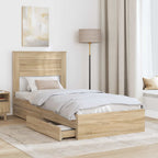 Storage Bed with Drawer Sonoma Oak 90 x 200 cm Engineered Wood