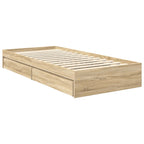 Storage Bed with Drawer Sonoma Oak 90 x 200 cm Engineered Wood