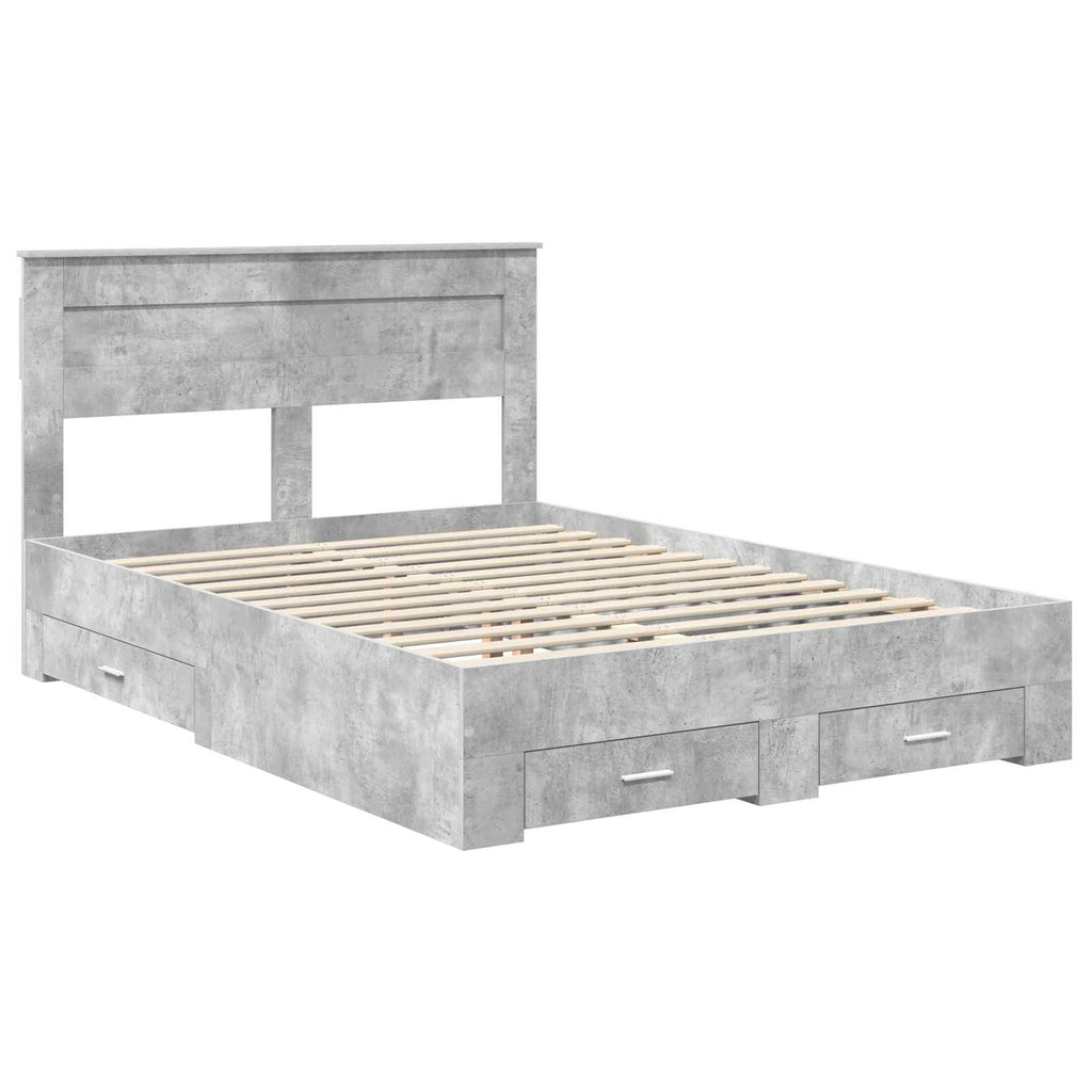 Bed Frame with Drawer with Headboard Manual Engineered Wood