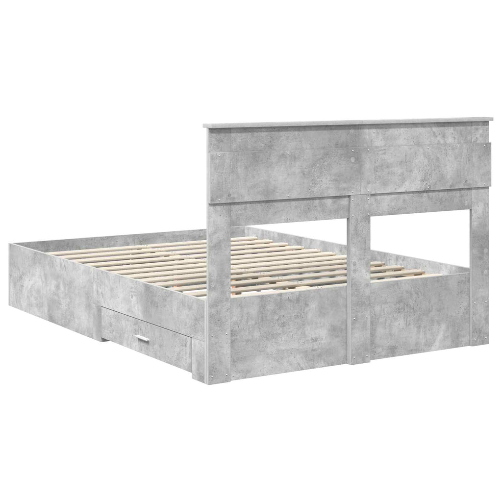 Bed Frame with Drawer with Headboard Manual Engineered Wood