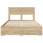 Bed Frame with Drawer with Headboard Manual Engineered Wood