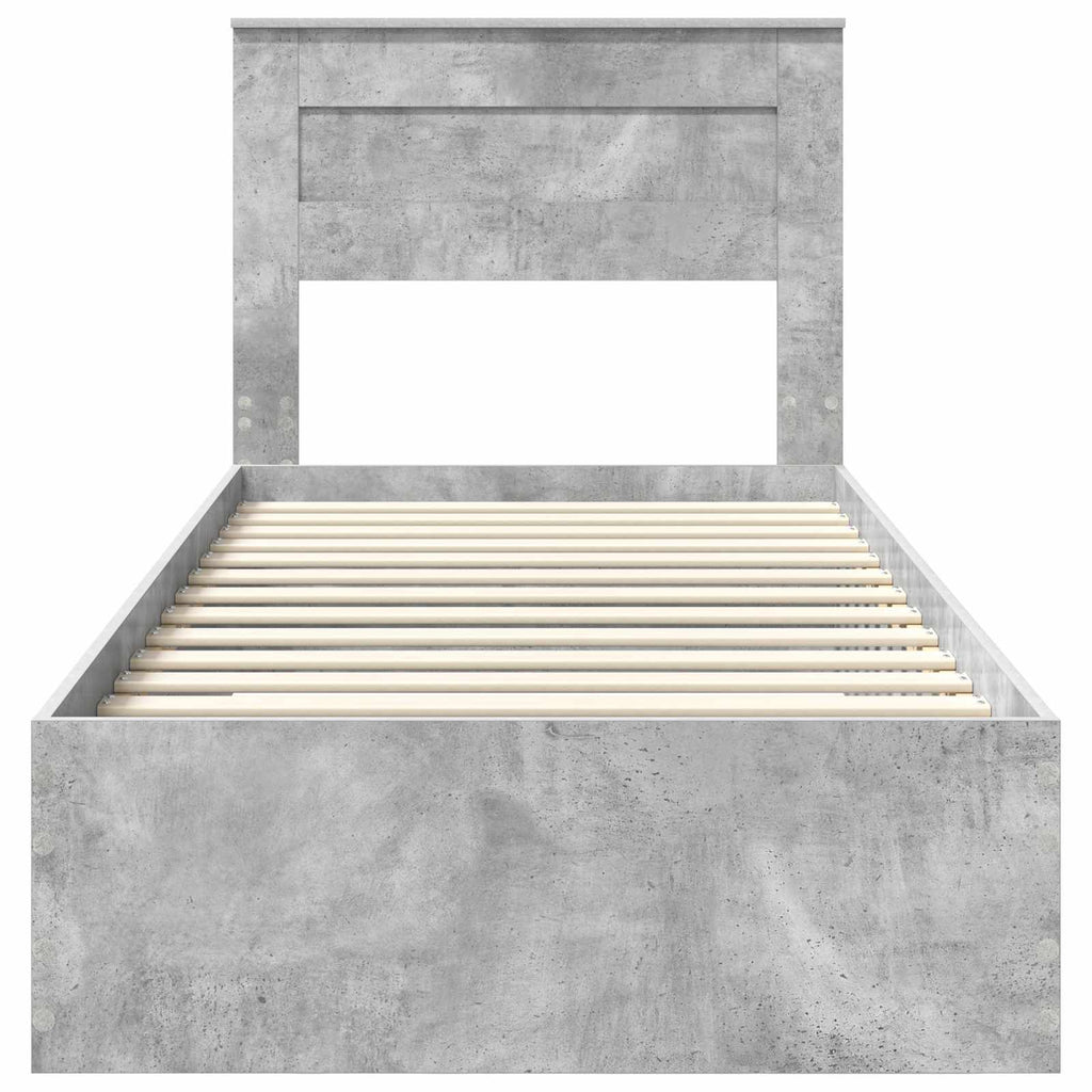 Bed Frame with Drawer Concrete Grey 90 x 190 cm Engineered Wood