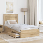 Bed Frame with Drawer with Headboard Manual Engineered Wood