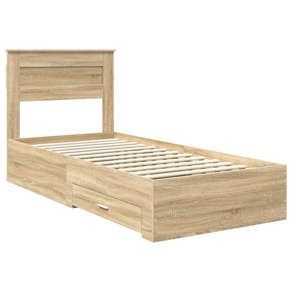 Bed Frame with Drawer with Headboard Manual Engineered Wood