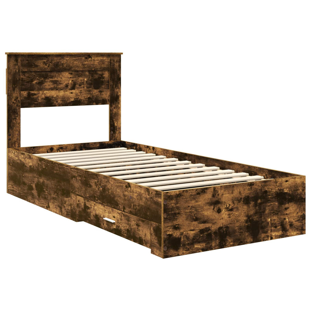 Bed Frame with Drawer with Headboard Manual Engineered Wood