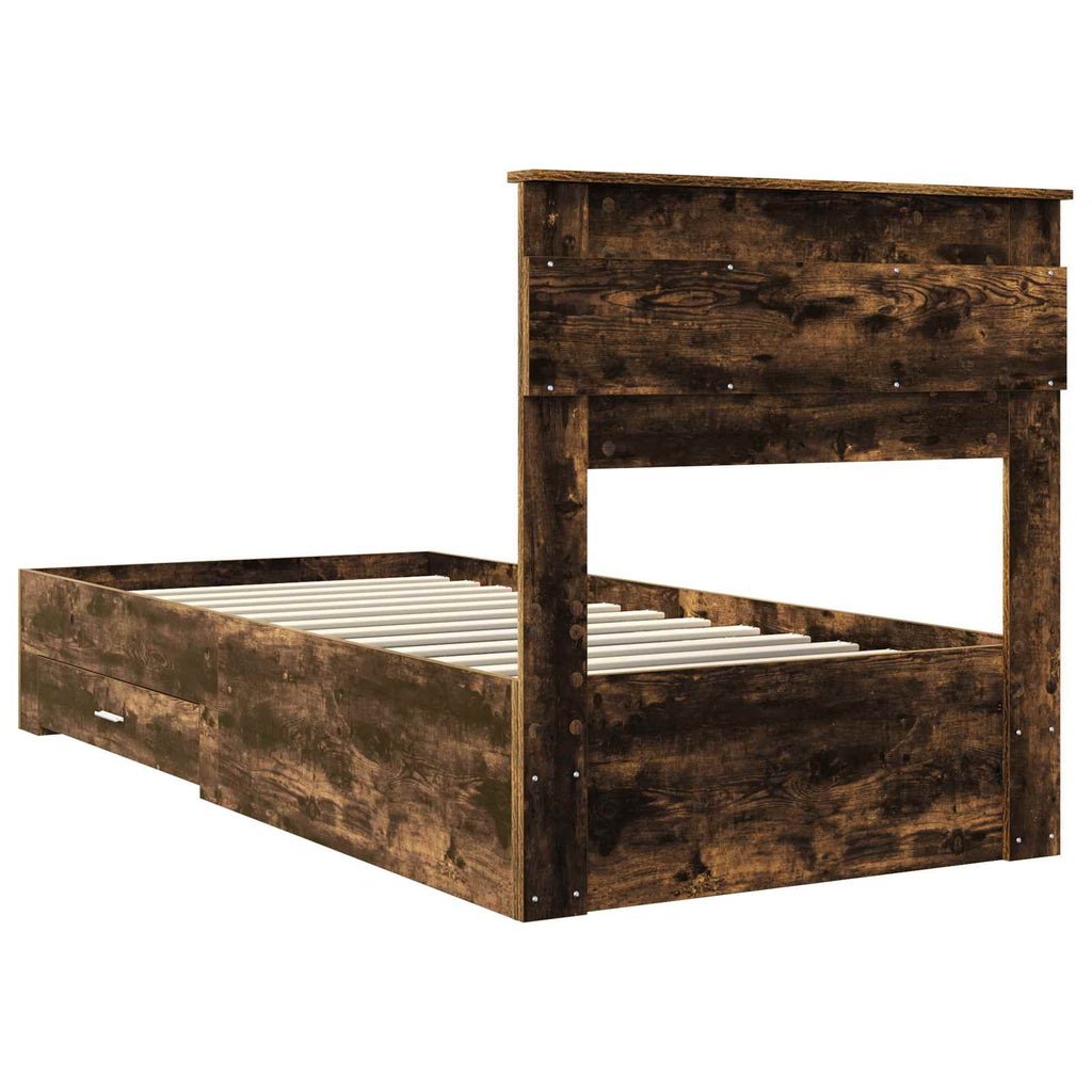 Bed Frame with Drawer with Headboard Manual Engineered Wood