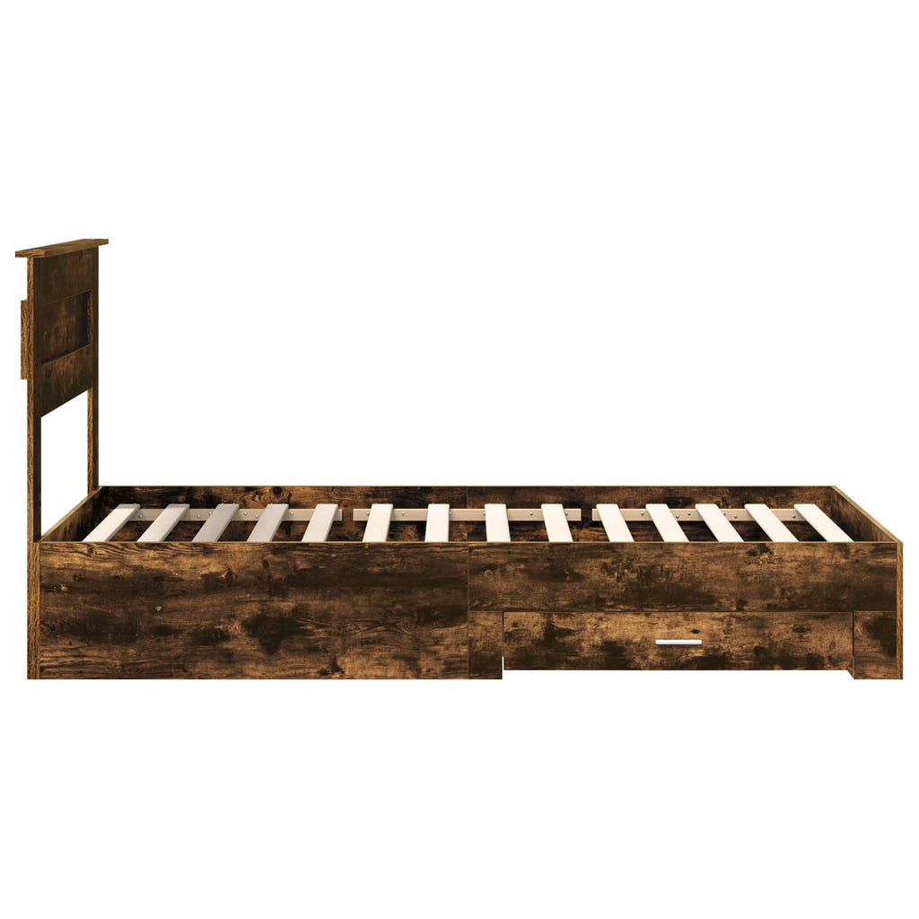 Bed Frame with Drawer with Headboard Manual Engineered Wood