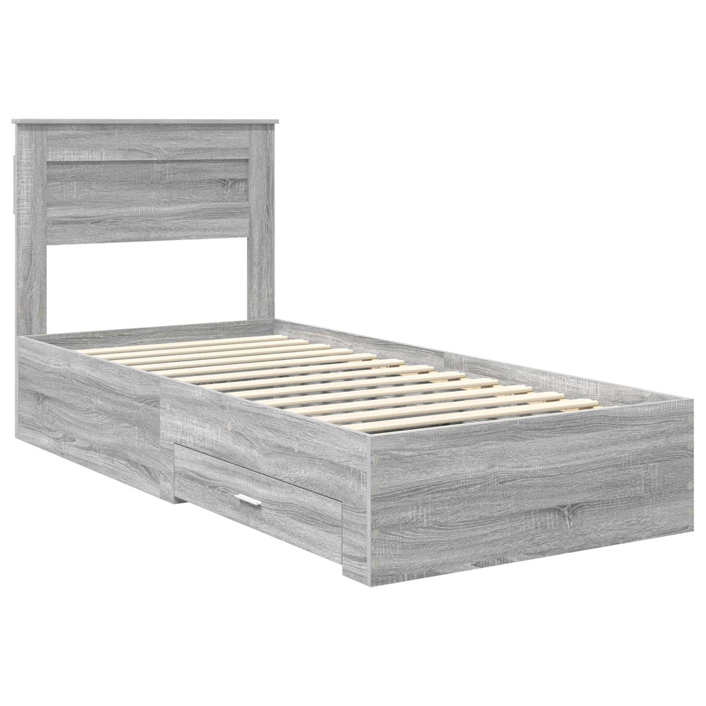Bed Frame with Drawer with Headboard Manual Engineered Wood