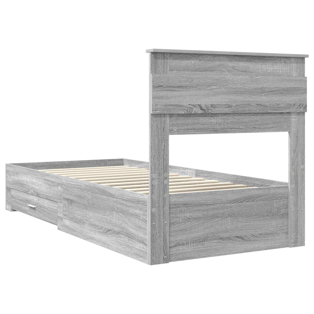 Bed Frame with Drawer with Headboard Manual Engineered Wood