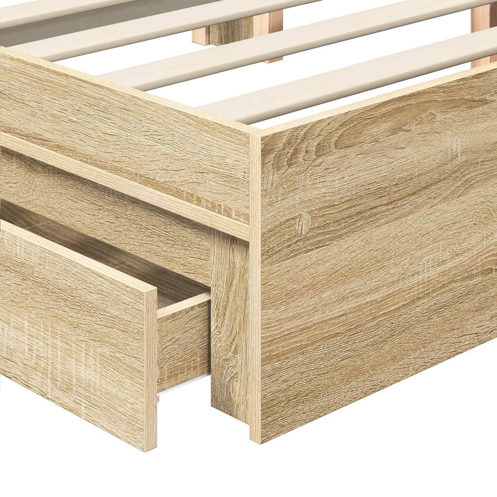 Storage Bed with Drawer Sonoma Oak 100 x 200 cm Engineered Wood