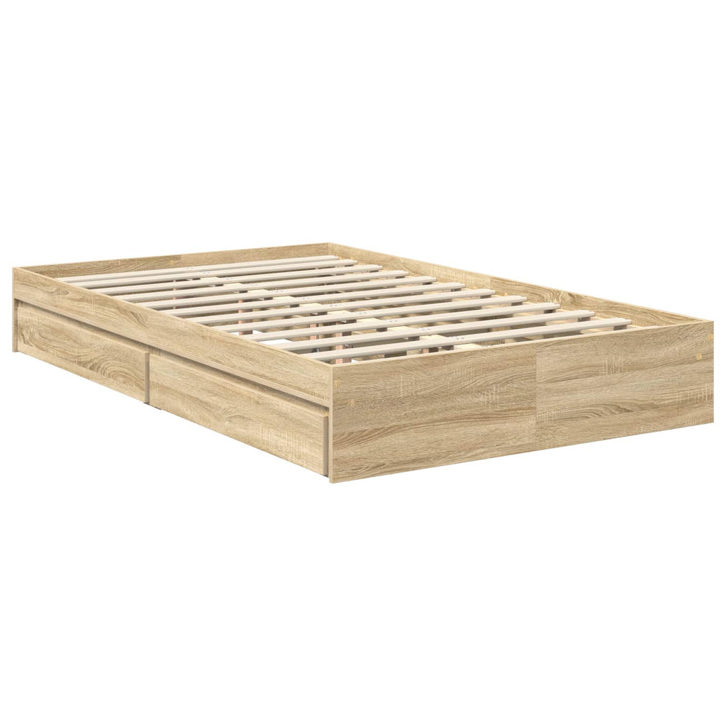 Storage Bed with Drawer Sonoma Oak 100 x 200 cm Engineered Wood