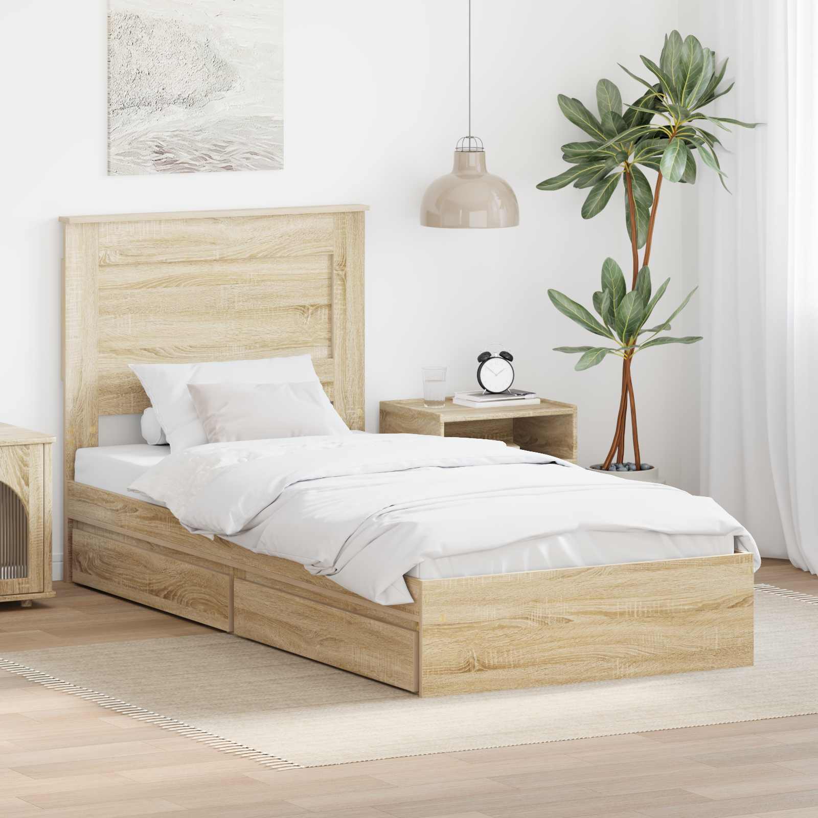 Storage Bed with Drawer Sonoma Oak 75 x 190 cm Engineered Wood