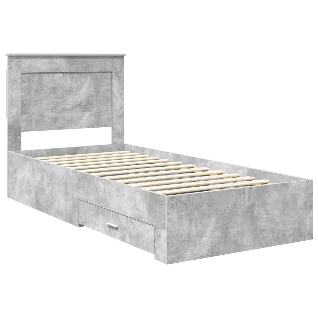 Bed Frame with Drawer with Headboard Manual Engineered Wood
