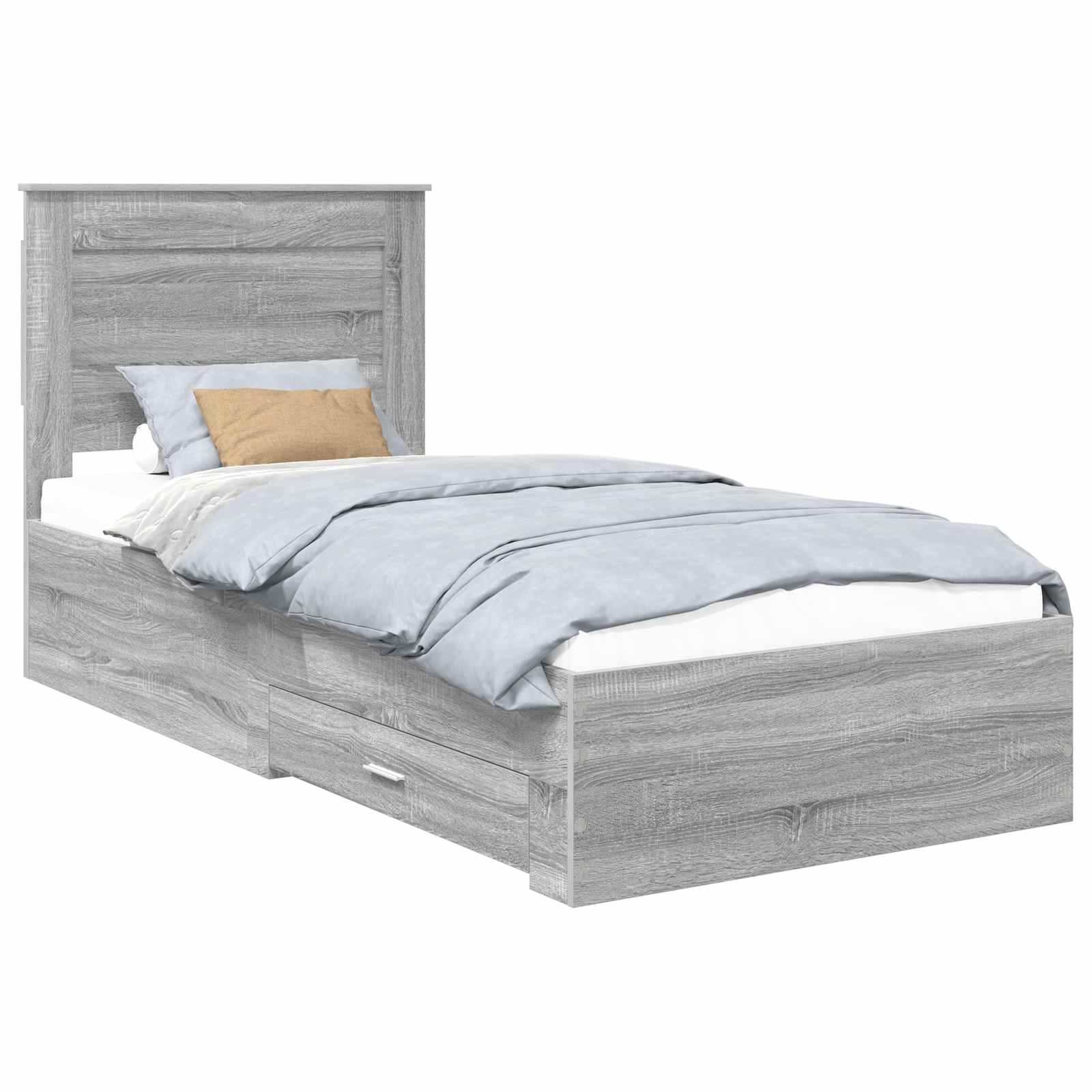Bed Frame with Drawer with Headboard Manual Engineered Wood