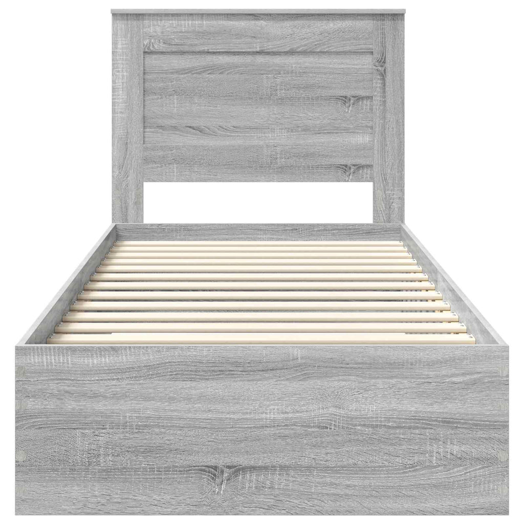 Bed Frame with Drawer with Headboard Manual Engineered Wood
