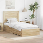 Bed Frame Sonoma Oak and Silver 75 x 190 cm Engineered Wood