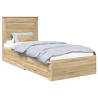 Bed Frame Sonoma Oak and Silver 75 x 190 cm Engineered Wood