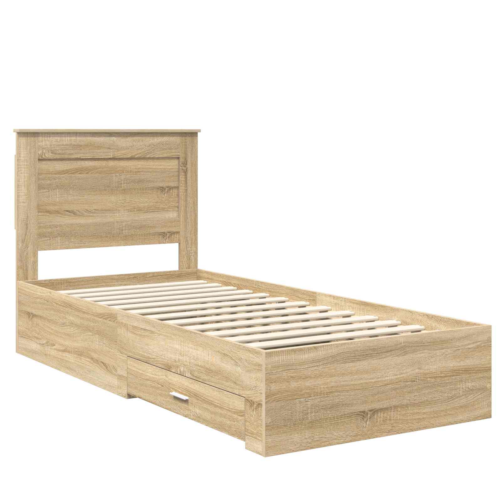 Bed Frame Sonoma Oak and Silver 75 x 190 cm Engineered Wood