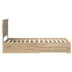 Bed Frame Sonoma Oak and Silver 75 x 190 cm Engineered Wood