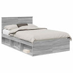 Bed Frame Grey Sonoma 120 x 200 cm Solid Pine Wood