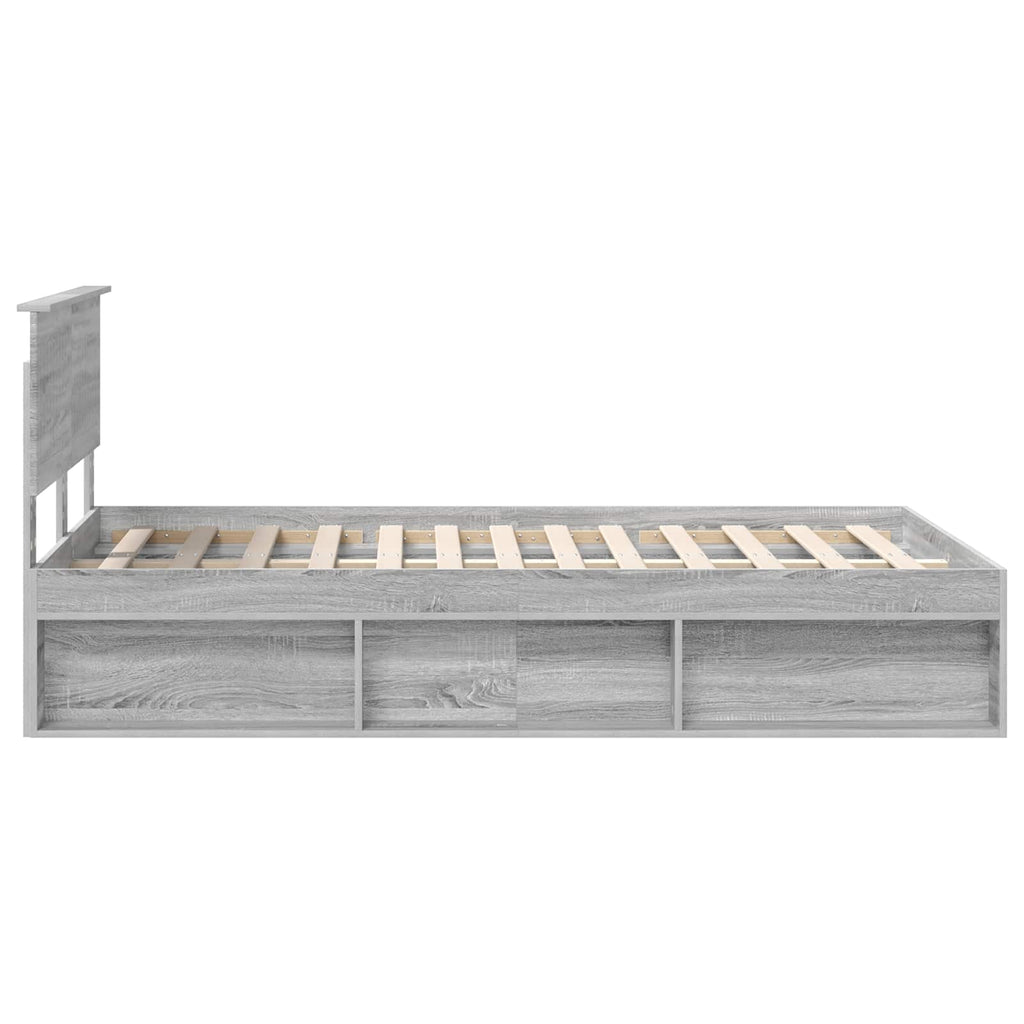 Bed Frame Grey Sonoma 120 x 200 cm Solid Pine Wood