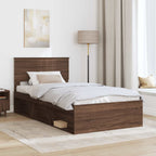 Bed Frame with Headboard Brown Oak 100 x 200 cm Solid Pine Wood