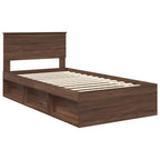 Bed Frame with Headboard Brown Oak 100 x 200 cm Solid Pine Wood