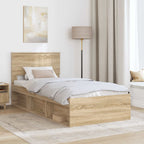 Bed Frame with Headboard Sonoma Oak 90 x 200 cm Solid Pine Wood