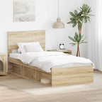 Bed Frame with Headboard Sonoma 90 x 190 cm Solid Pine Wood