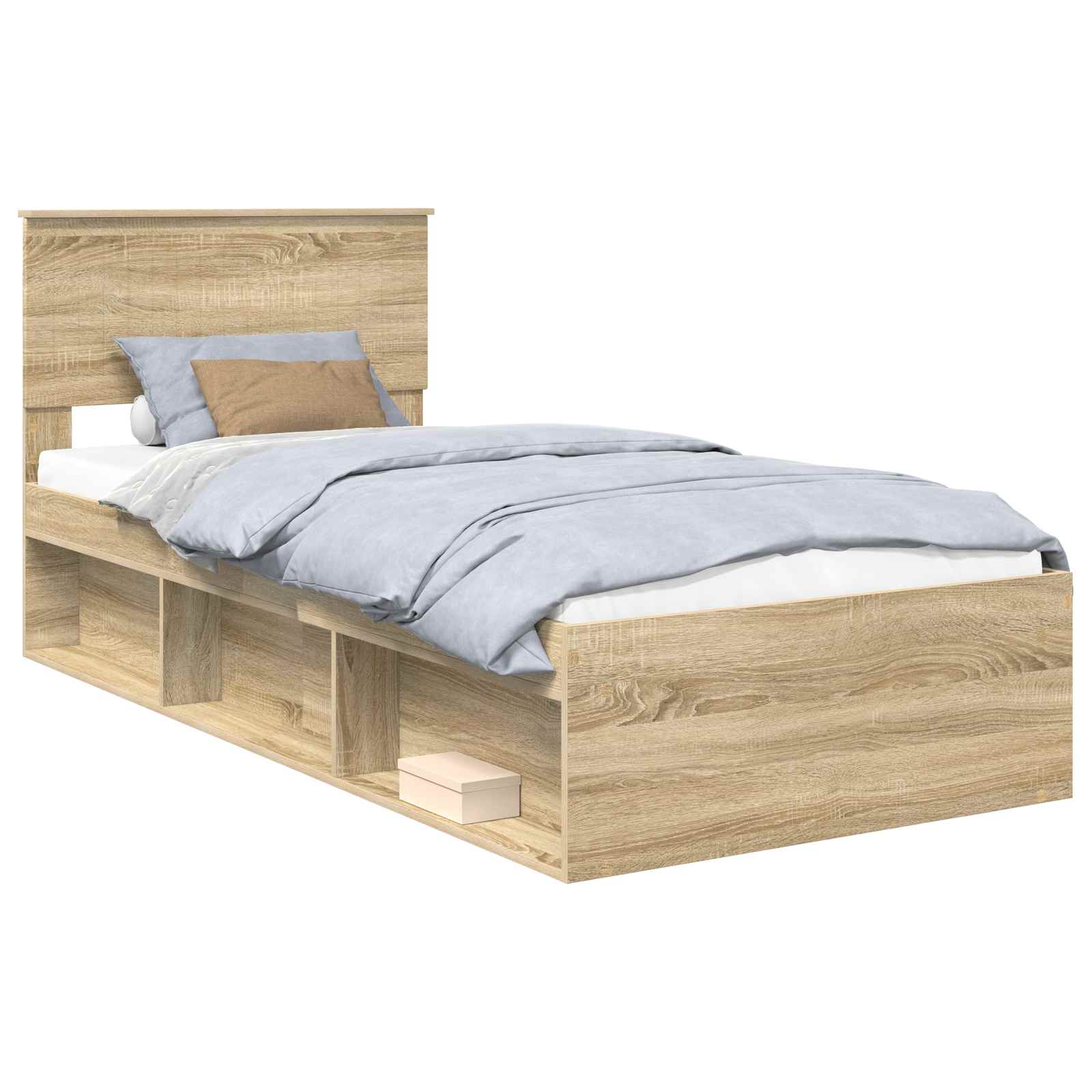 Bed Frame with Headboard Sonoma 90 x 190 cm Solid Pine Wood