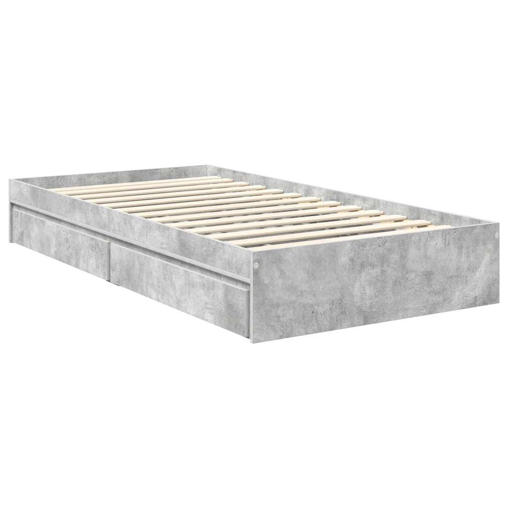 Storage Bed Concrete Grey 100 x 200 cm Engineered Wood
