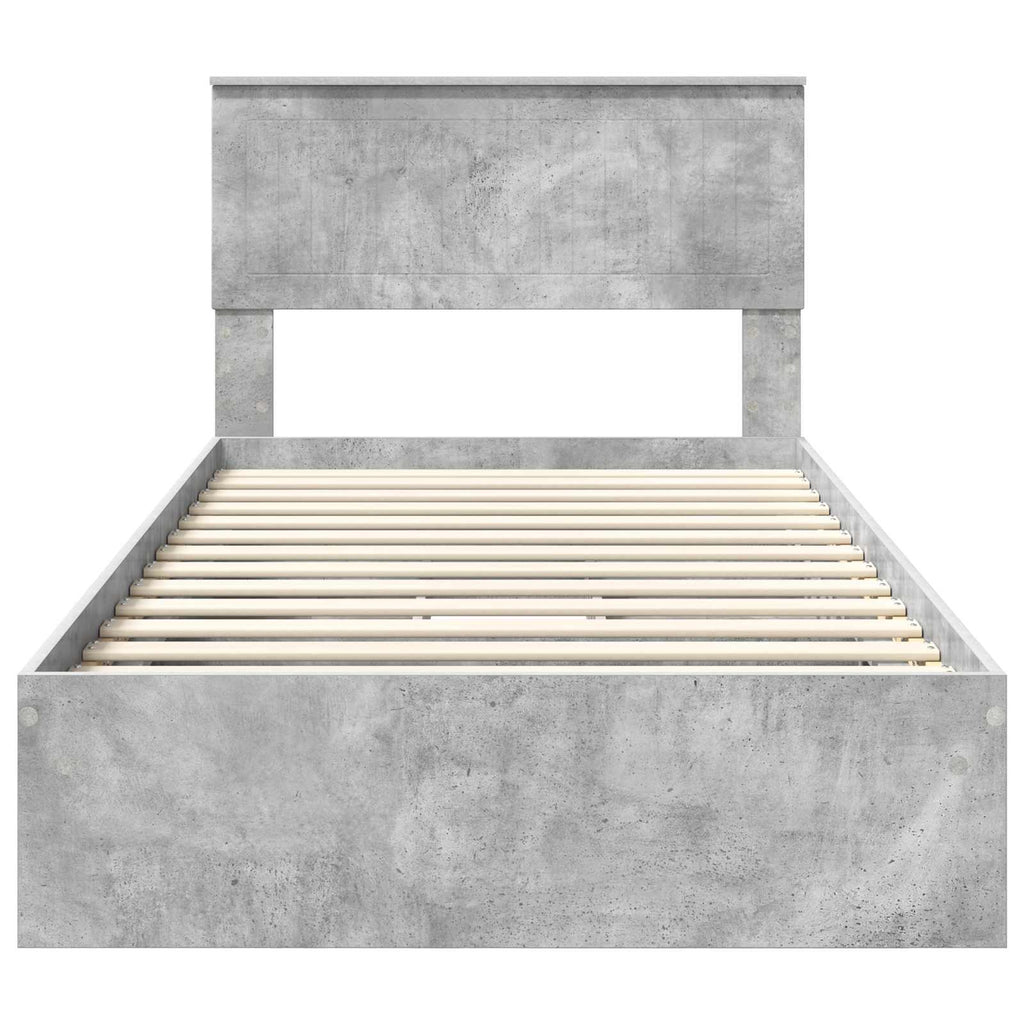 Storage Bed Concrete Grey 100 x 200 cm Engineered Wood