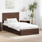 Storage Bed with Drawer Brown Oak 100 x 200 cm Engineered Wood