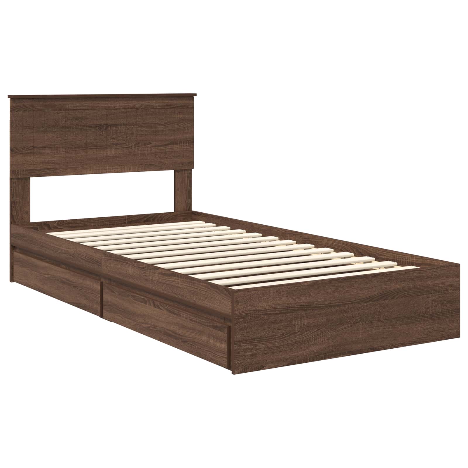 Storage Bed with Drawer Brown Oak 100 x 200 cm Engineered Wood