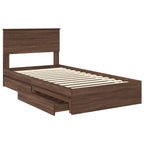 Storage Bed with Drawer Brown Oak 100 x 200 cm Engineered Wood
