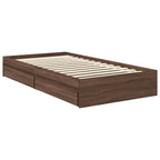 Storage Bed with Drawer Brown Oak 100 x 200 cm Engineered Wood