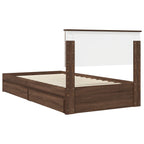 Storage Bed with Drawer Brown Oak 100 x 200 cm Engineered Wood