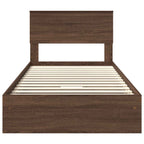 Storage Bed with Drawer Brown Oak 100 x 200 cm Engineered Wood