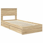 Storage Bed with Drawer Sonoma Oak 90 x 200 cm Engineered Wood