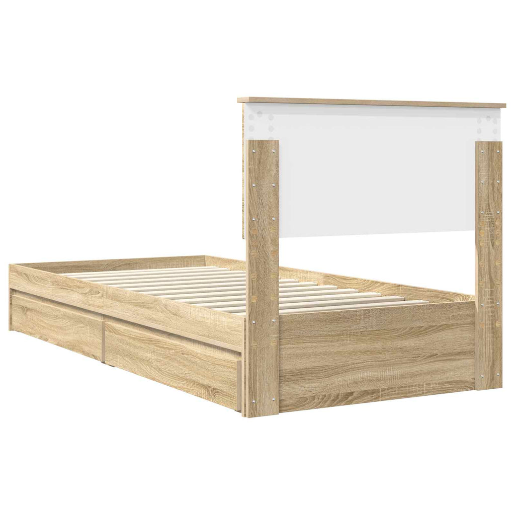 Storage Bed with Drawer Sonoma Oak 90 x 200 cm Engineered Wood