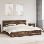 Bed Frame with Drawer Smoked Oak 200 x 200 cm Engineered Wood
